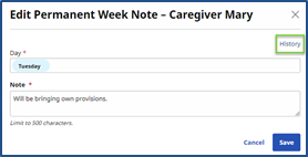 Permanent Week Note Window History Links